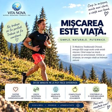 Postare Instagram Vita Nova: Mișcarea este viață – bărbat alergând pe munte
